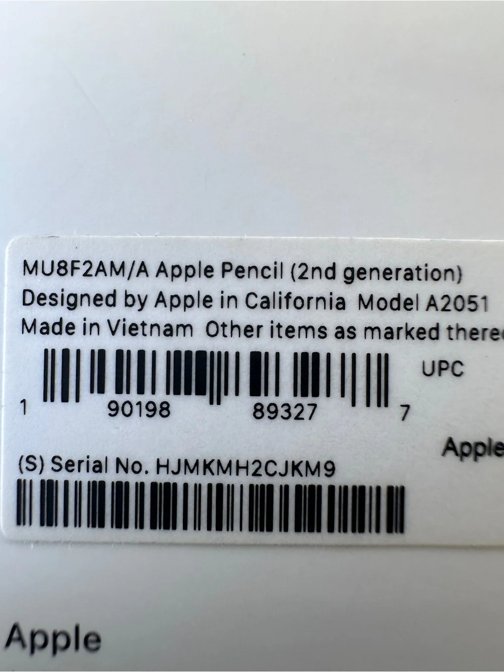 Apple Pencil (2nd generation) Model A2501